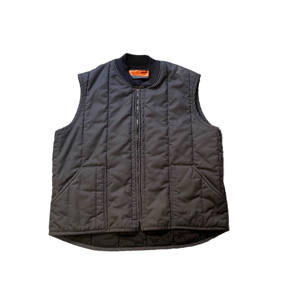 Vintage Red Map Quilted Utility Work Gray Vest Men Sz XXL - Picture 1 of 4